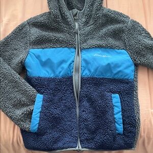 Eddie Bauer Gray and Blue Sherpa Jacket